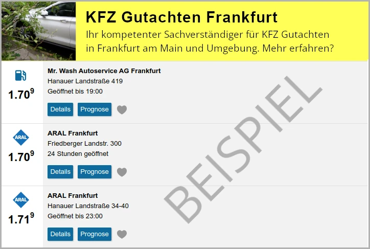 Lokal Werben Beispiel KFZ Gutachter Frankfurt am Main
