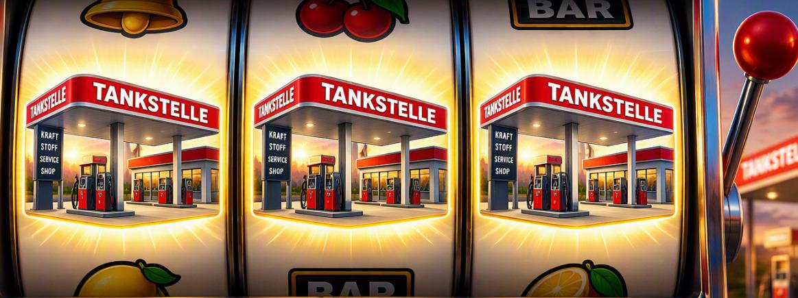 Virtuelle Automaten: Warum eine Spielrunde im Schnitt mindestens 5 Sekunden dauert Glücksspiel-Automat zeigt Tankstellen als Zeichen des Gewinns
