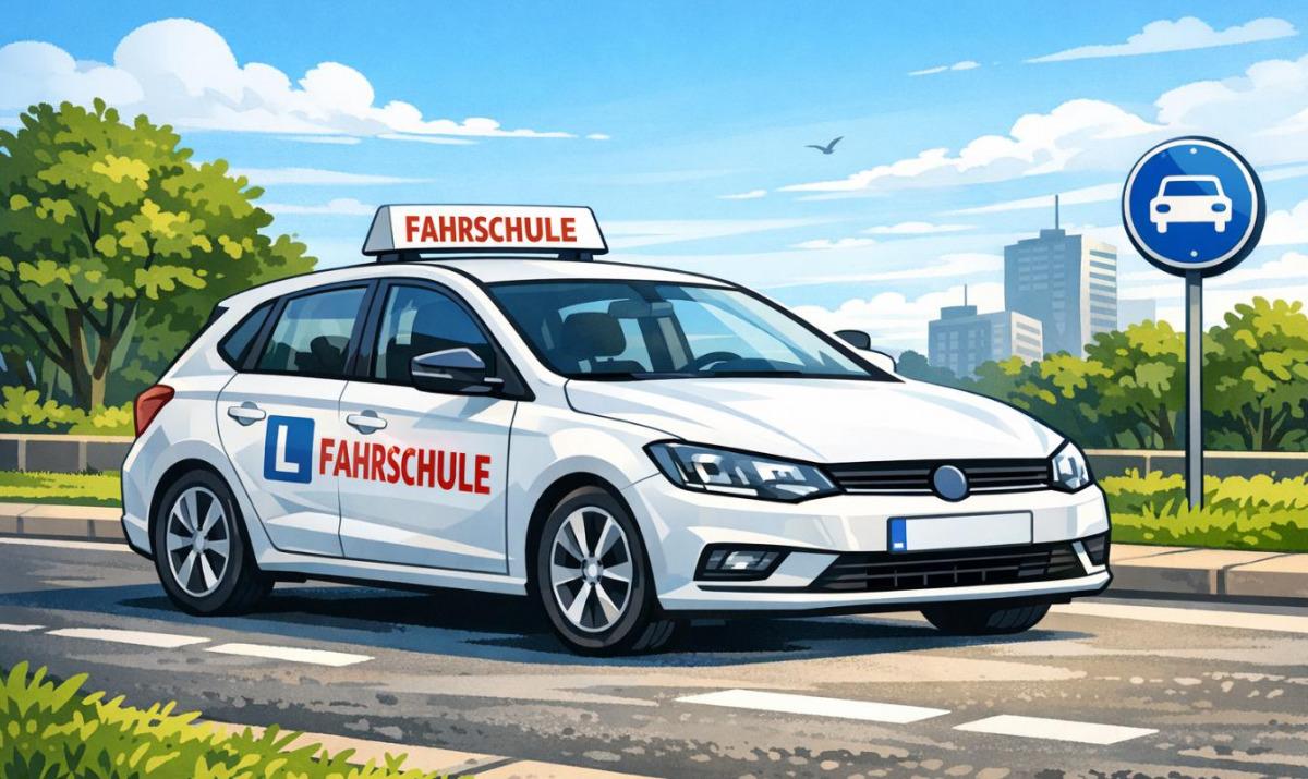 Illustration eines Fahrschul-Fahrzeugs